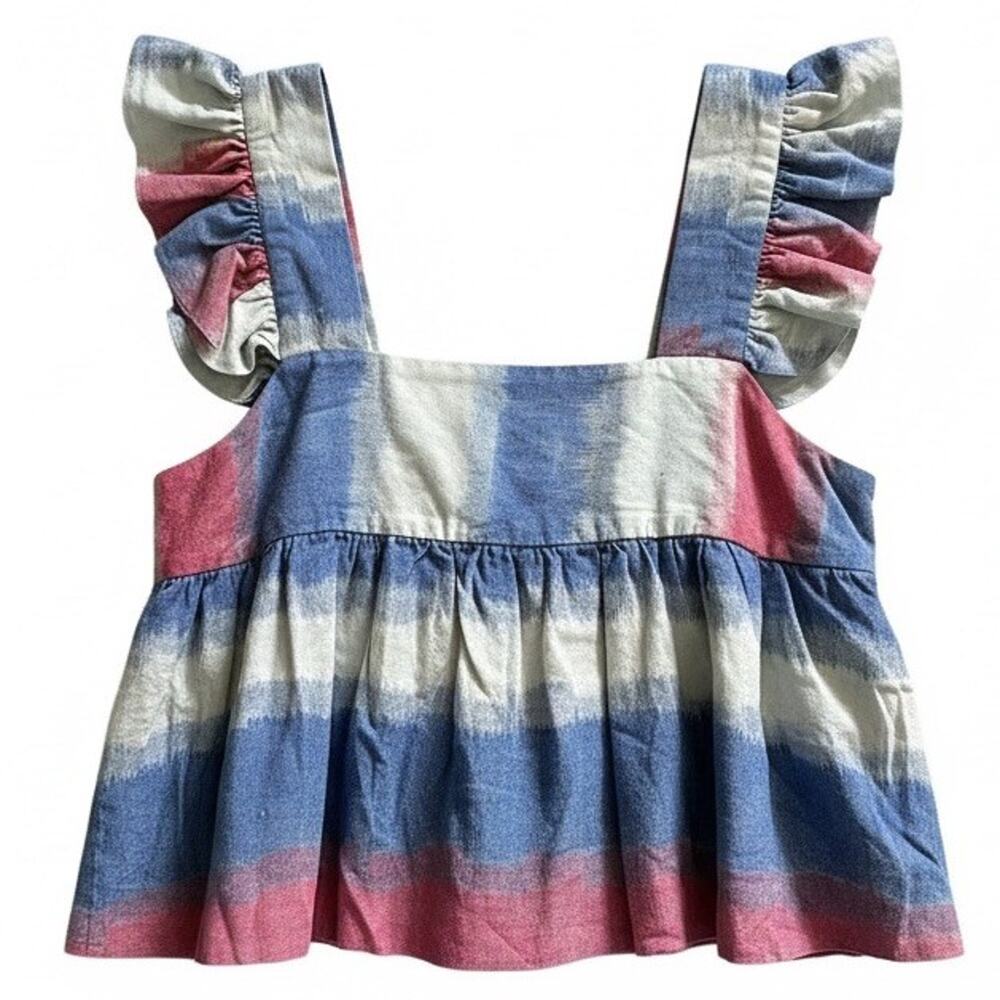 Outerknown Astrid Tank Top Ruffle Sleeves 100% Organic Cotton Size Medium NWT